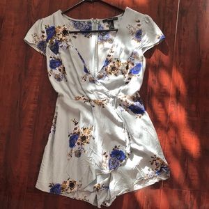 Blue floral romper